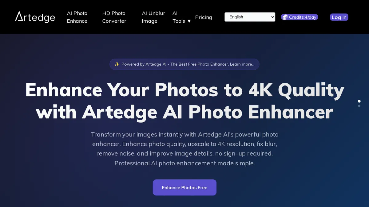 Artedge AI - Free AI Photo Enhancer screenshot