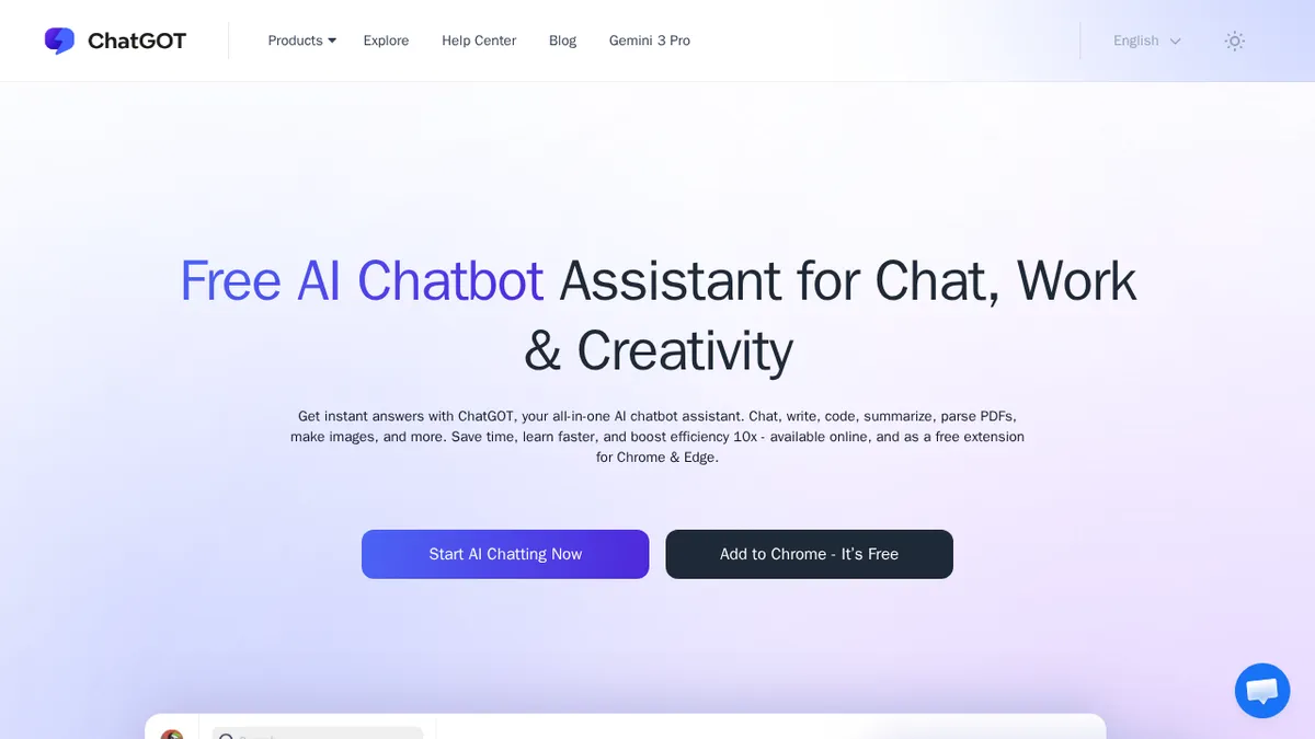 ChatGOT - Free AI Chatbot Assistant Online (No Sign