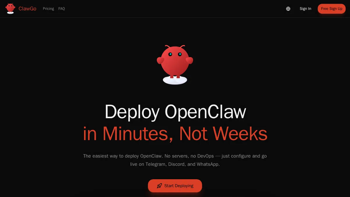 ClawGo - Deploy AI Bots in Minutes screenshot