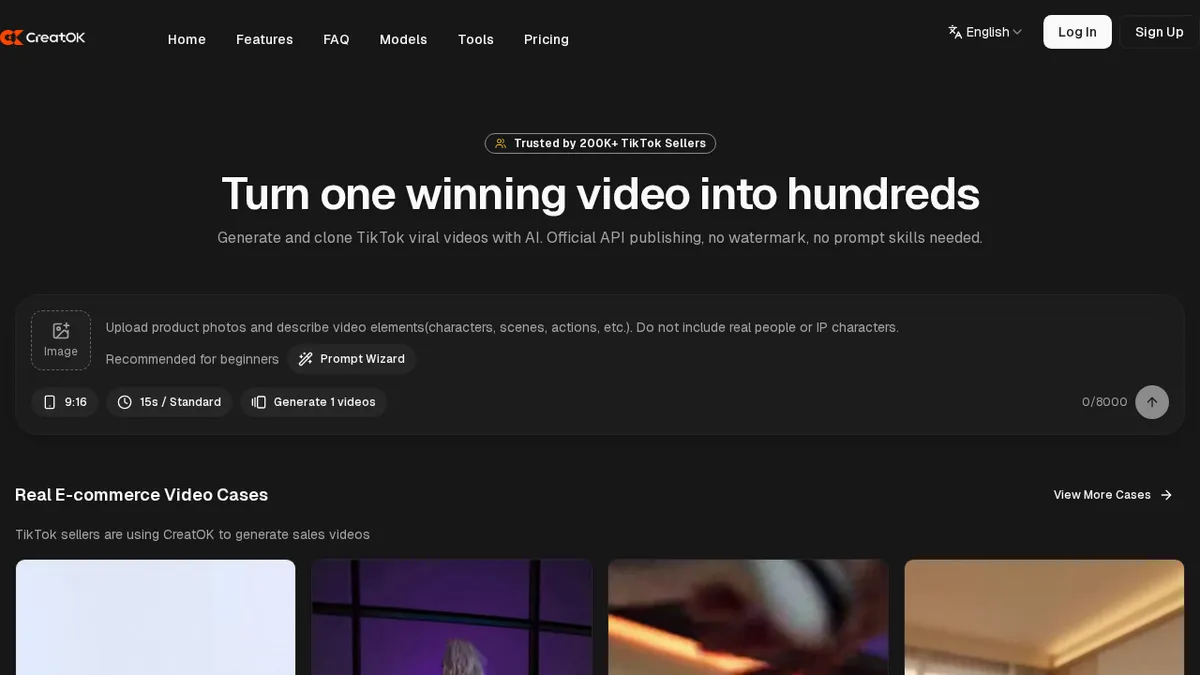 CreatOK - AI TikTok E-commerce Video Generator screenshot