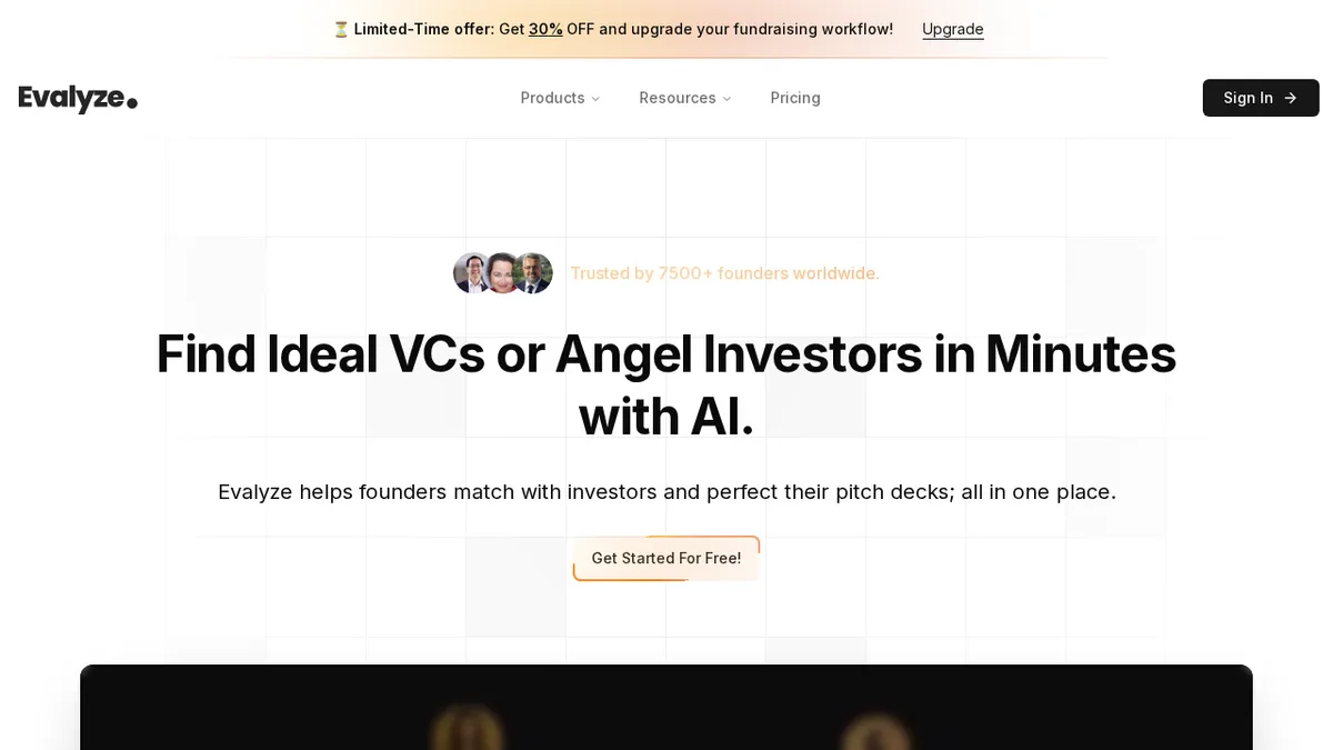 Evalyze: AI Investor Matching + Pitch Deck Analysis screenshot