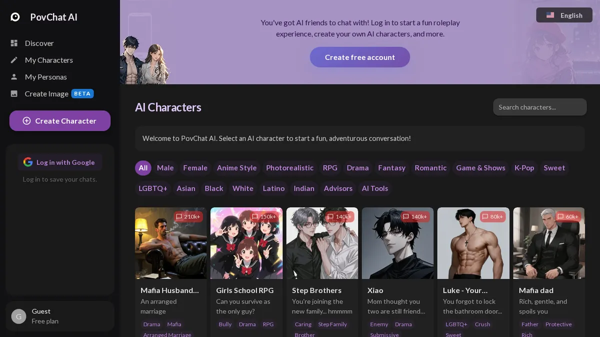 Free AI Roleplay Characters and Chatbots