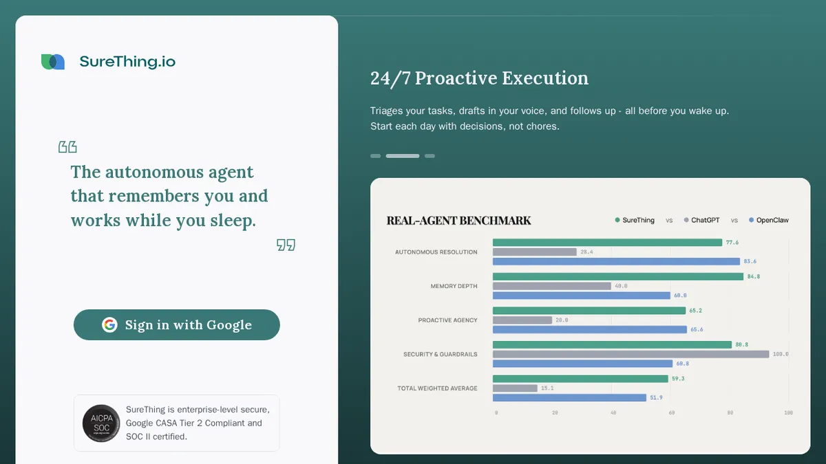 SureThing - Autonomous AI Agent screenshot